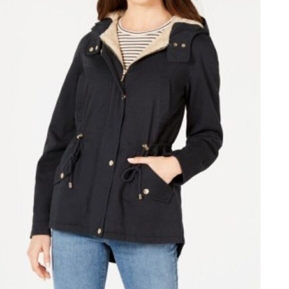 Collection B Jackets & Blazers - Anorak Utility Hooded Jacket Graphite Sherpa